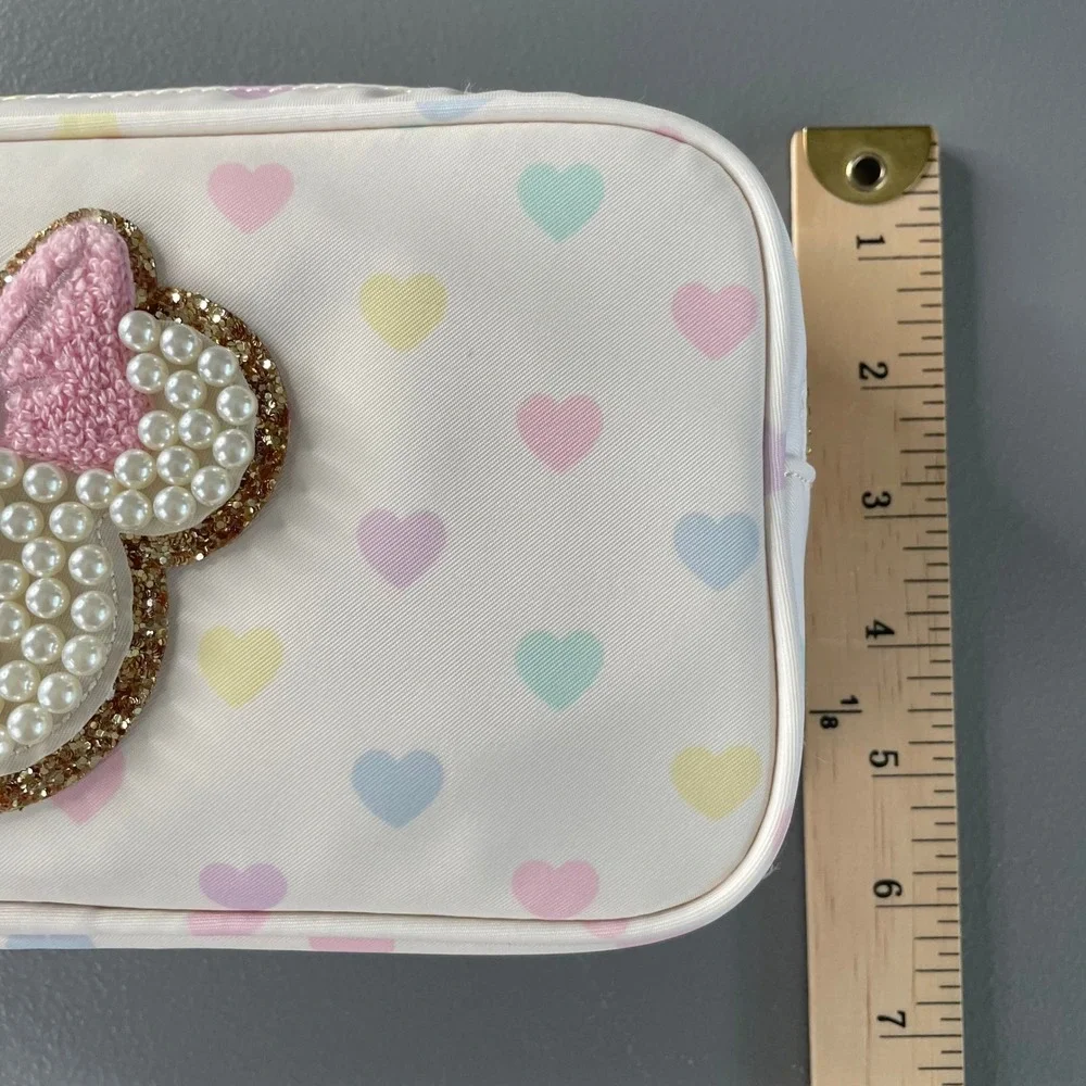 Stoney Clover Lane Disney Minnie Mouse Pastel Hearts Small Pouch Cosmetic Bag